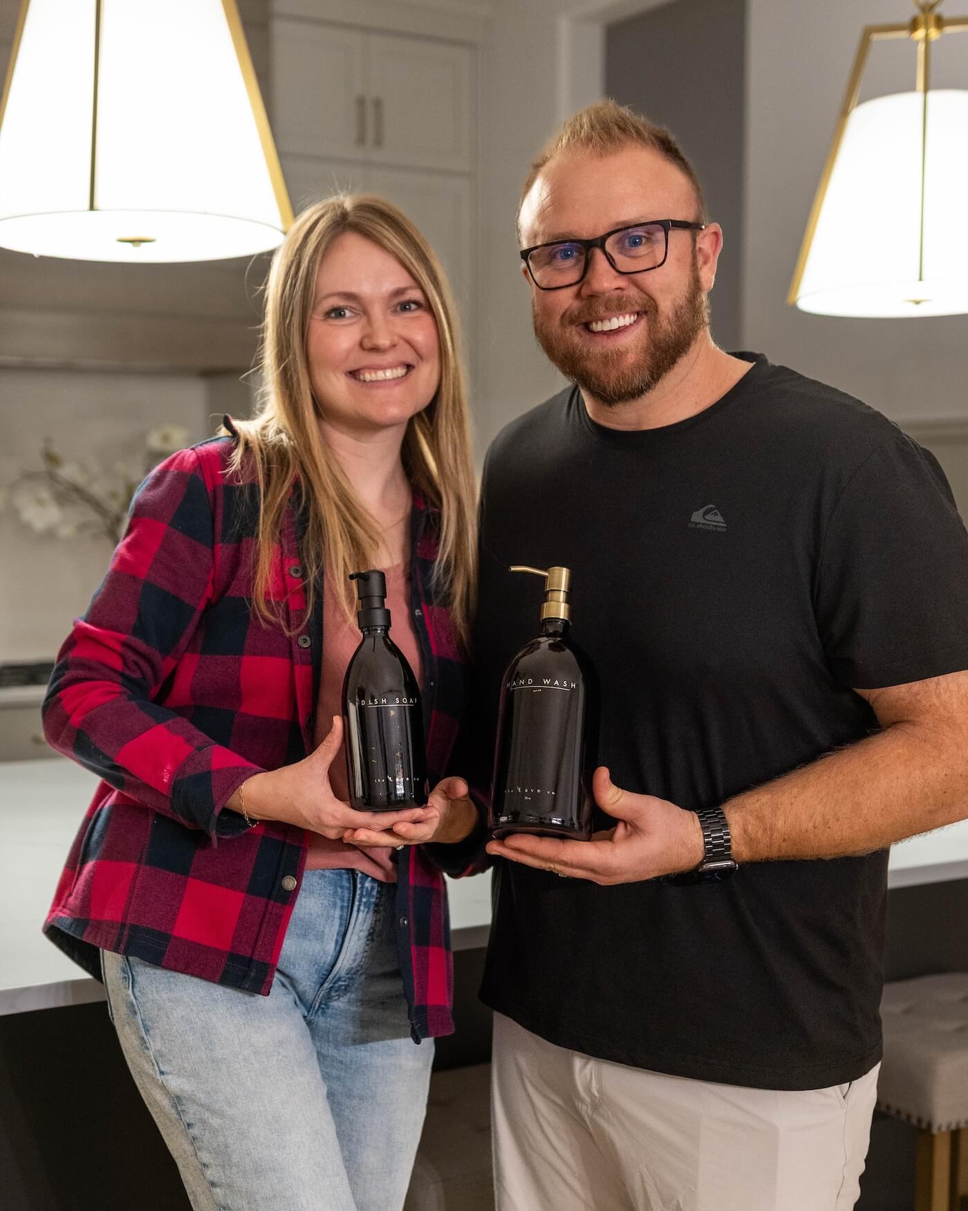 Lavé amber glass bottles in a luxury kitchen